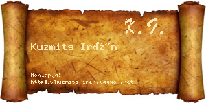 Kuzmits Irén névjegykártya